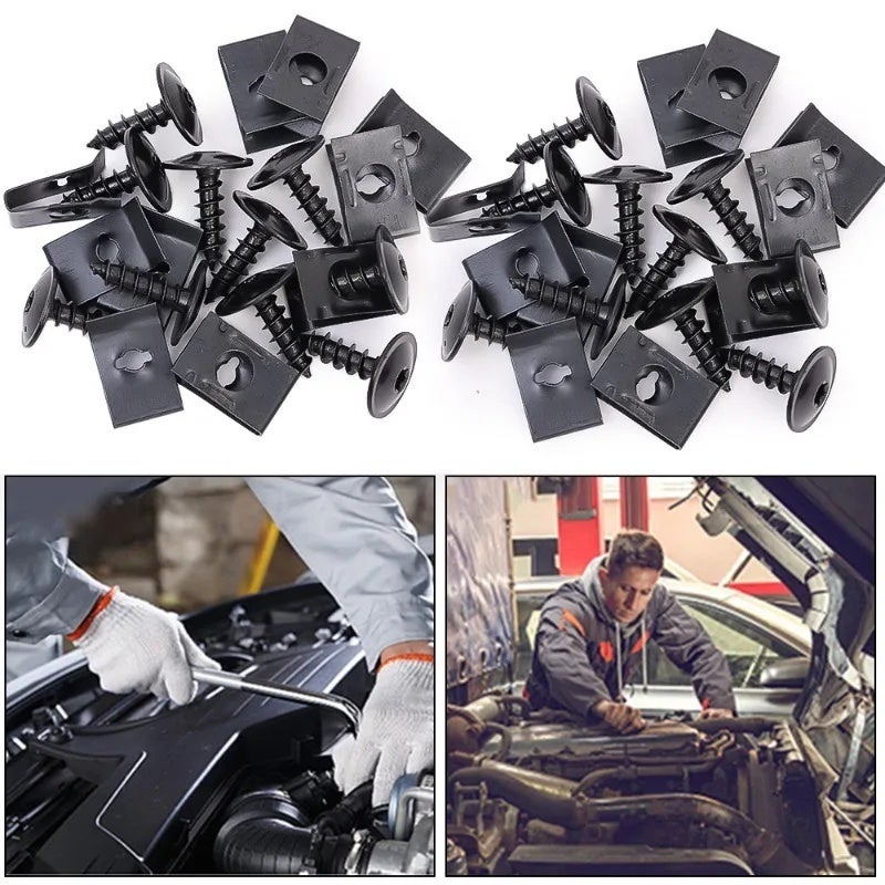 Car Modification U Shaped Clip Black Iron M4 M5 Gasket 6mm Hole Self Tapping Screw Fastener Kit Auto Motorcycle Body Repair Part - Image 5