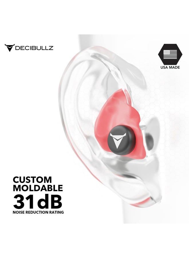 Decibullz Custom Molded Earplugs, 31dB Highest NRR, Comfortable Hearing Protection for Shooting, Travel, Swimming, Work and Concerts (Red) - Image 4