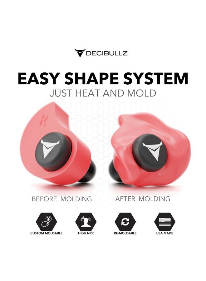 Decibullz Custom Molded Earplugs, 31dB Highest NRR, Comfortable Hearing Protection for Shooting, Travel, Swimming, Work and Concerts (Red) - Image 2