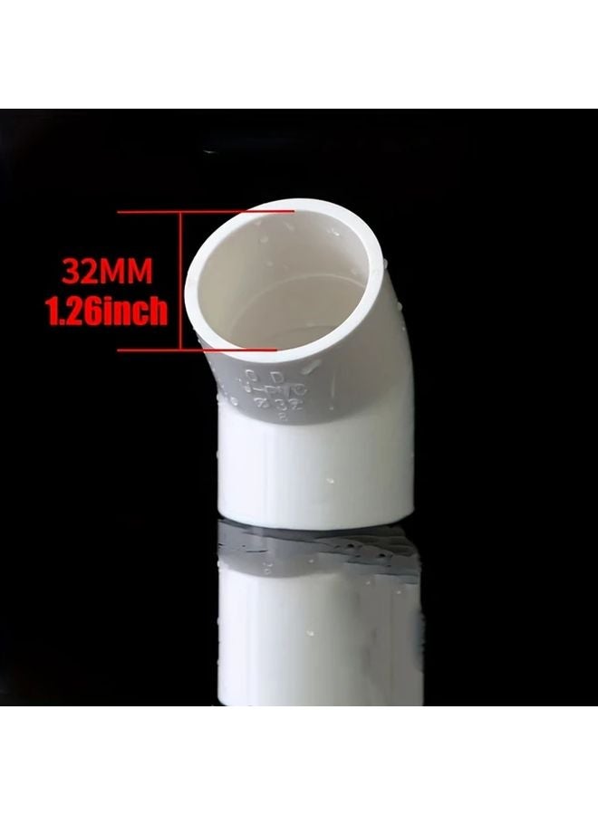 10PCS White PVC 45 Degree Elbow Pipe Fittings 32mm Diameter Water Supply System - Image 1