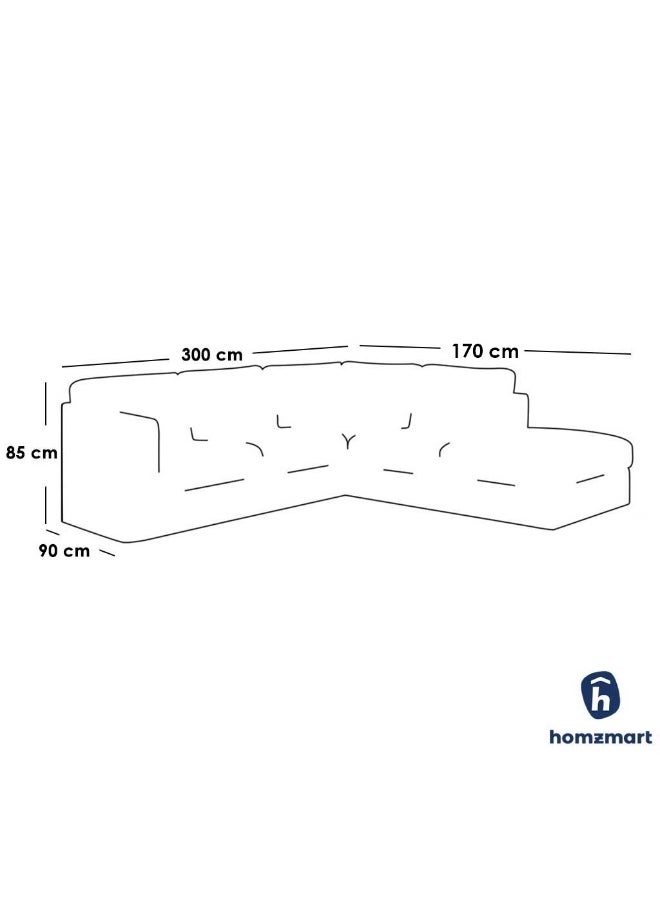 Homzmart Swedish Wood and Velvet L-Shape Sofa  - Beige  - Image 2