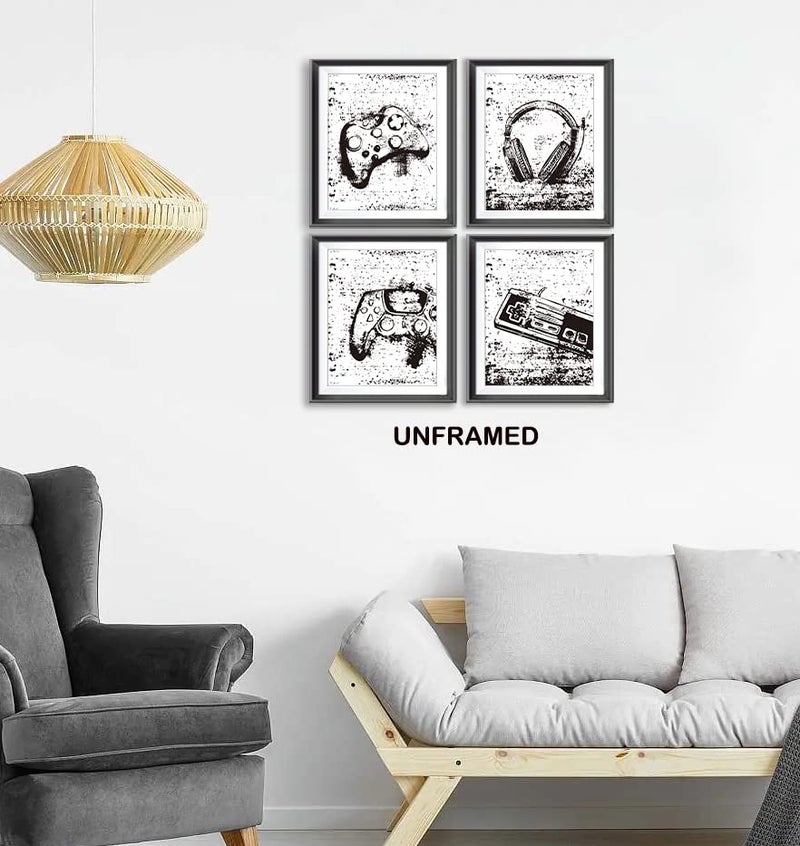 AEHIE Retro Video Game Gaming Poster Prints for Home Boys Room Playroom Decor,Black And White Video Game Decorations Prints Wall Art Unframed 4pcs 8x10inches,Gift for Gamer Boys Gaming Love (8Ã—10 inc) - Image 2