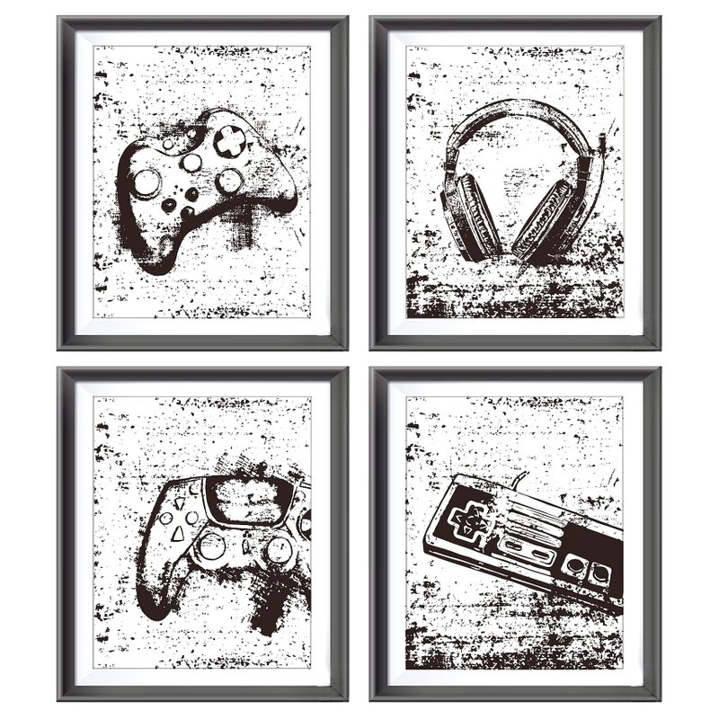 AEHIE Retro Video Game Gaming Poster Prints for Home Boys Room Playroom Decor,Black And White Video Game Decorations Prints Wall Art Unframed 4pcs 8x10inches,Gift for Gamer Boys Gaming Love (8Ã—10 inc) - Image 1