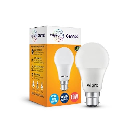 wipro Garnet 10W LED Bulb for Home & Office |Cool Day White (6500K) | B22 Base|220 degree Light coverage |4Kv Surge Protection |400V High Voltage Protection |Energy Efficient | Pack of 4 - Image 3