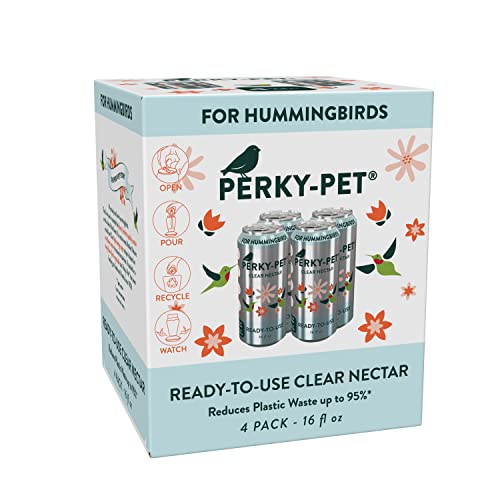 Perky-Pet 522 Ready-to-Use Clear Hummingbird Nectar in Recyclable Aluminum Can - 4 Cans, 16 oz Each - 64 Fl oz - Image 1