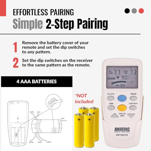 Anderic Replacement for Hampton Bay CHQ7096T with Reverse Key Thermostatic Remote Control for Hampton Bay Ceiling Fans (FCC ID: CHQ7096T, UC7096T, CHQ8BF7096T, CHQ8BT7096T) - RR7096TR - Image 4