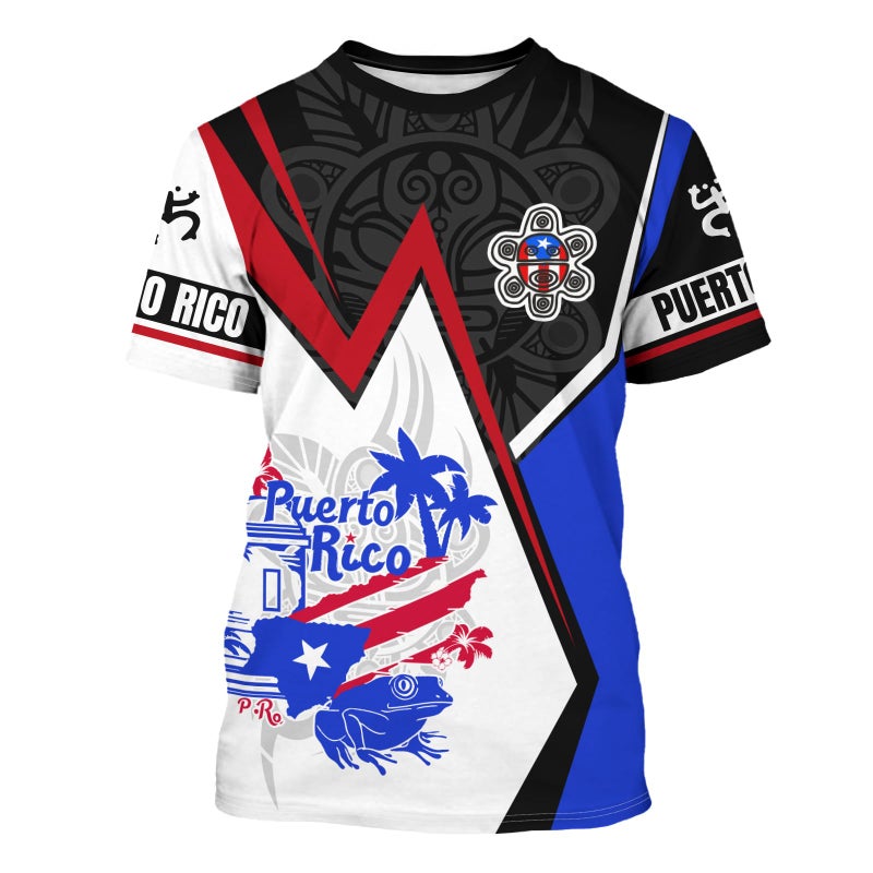 DFZ Puerto Rico Shirt 3D Fashion Classic Crewneck Short Sleeve Top Puerto Rico Jersey Unisex Multicolor - Image 1