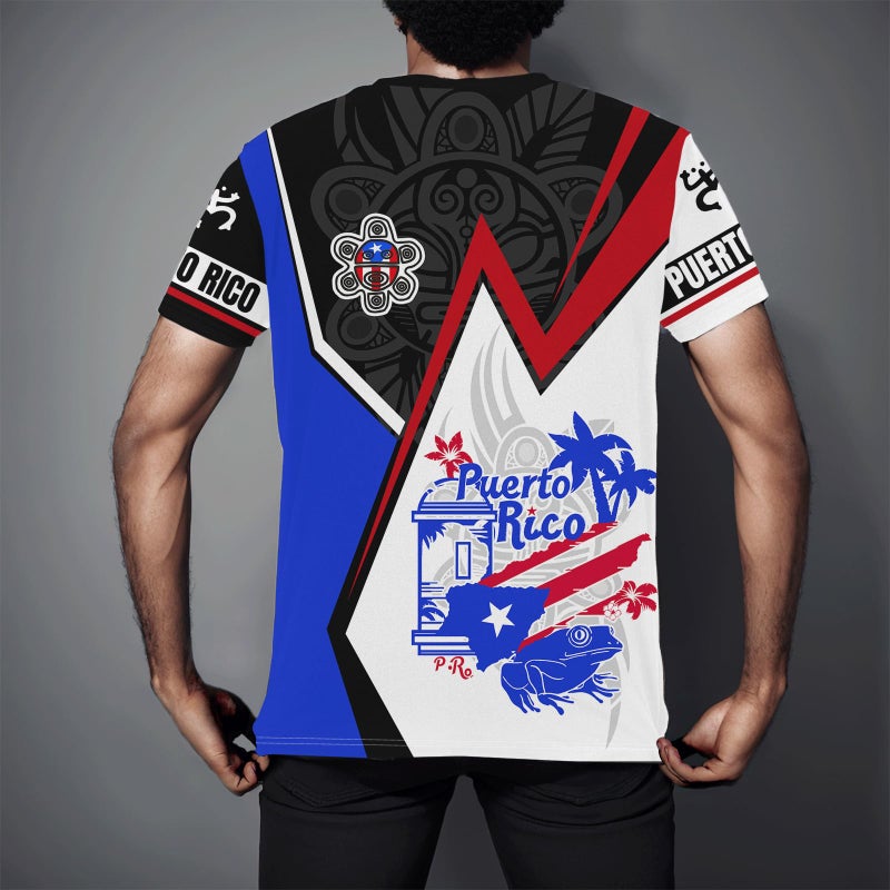 DFZ Puerto Rico Shirt 3D Fashion Classic Crewneck Short Sleeve Top Puerto Rico Jersey Unisex Multicolor - Image 3