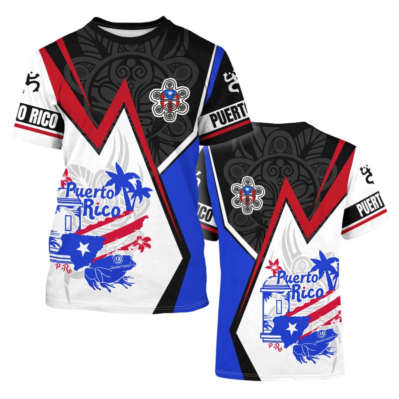 DFZ Puerto Rico Shirt 3D Fashion Classic Crewneck Short Sleeve Top Puerto Rico Jersey Unisex Multicolor - Image 4