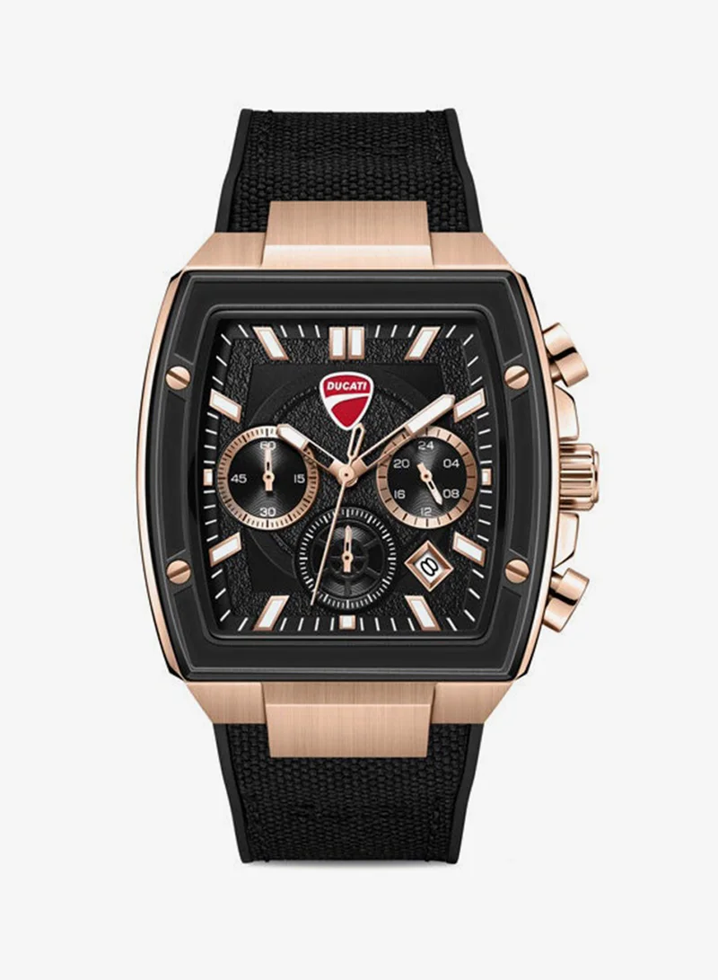 دوكاتي Force Black Dial, Silicone-Nylon Strap, Chronograph Watch for Men, 42mm
