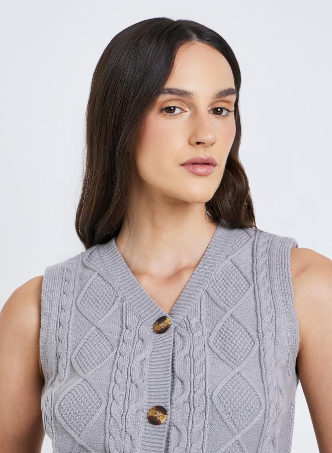 Styli Knitted Sleeveless Buttoned Waistcoat - Image 3
