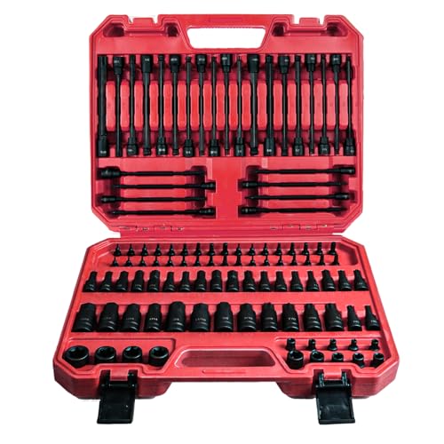 AMM 107PCS Allen and Torx bit socket set, 1/4", 3/8" and 1/2" Drive,Extra long torx/Tamper proof torx/Hex/Ball End Hex,SAE/Metric socket set, S2 Alloy steel bits - Image 1