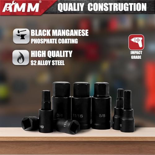 AMM 107PCS Allen and Torx bit socket set, 1/4", 3/8" and 1/2" Drive,Extra long torx/Tamper proof torx/Hex/Ball End Hex,SAE/Metric socket set, S2 Alloy steel bits - Image 4