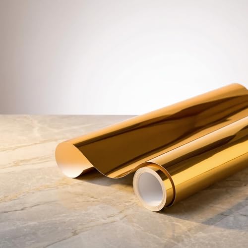 Picniva Gold Chrome Mirror Vinyl Roll - 24 Inch x 10 Ft Permanent Adhesive Backed Metallic Vinyl for Craft Cutters, Sign Making, and DIY Home Decor - Image 2