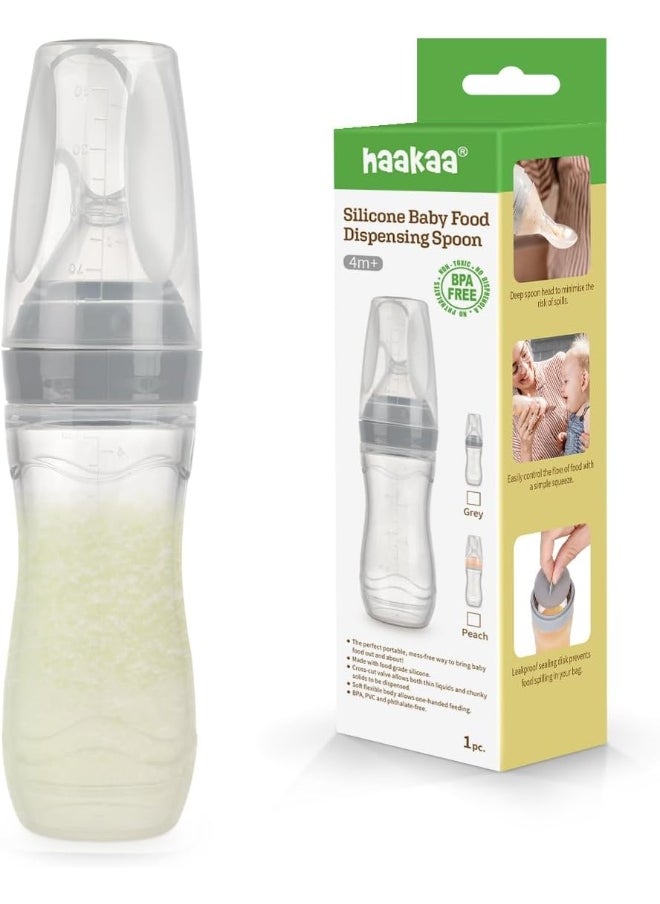 haakaa - Baby Food Dispensing Spoon 4Oz, 4M+, Grey - Image 1