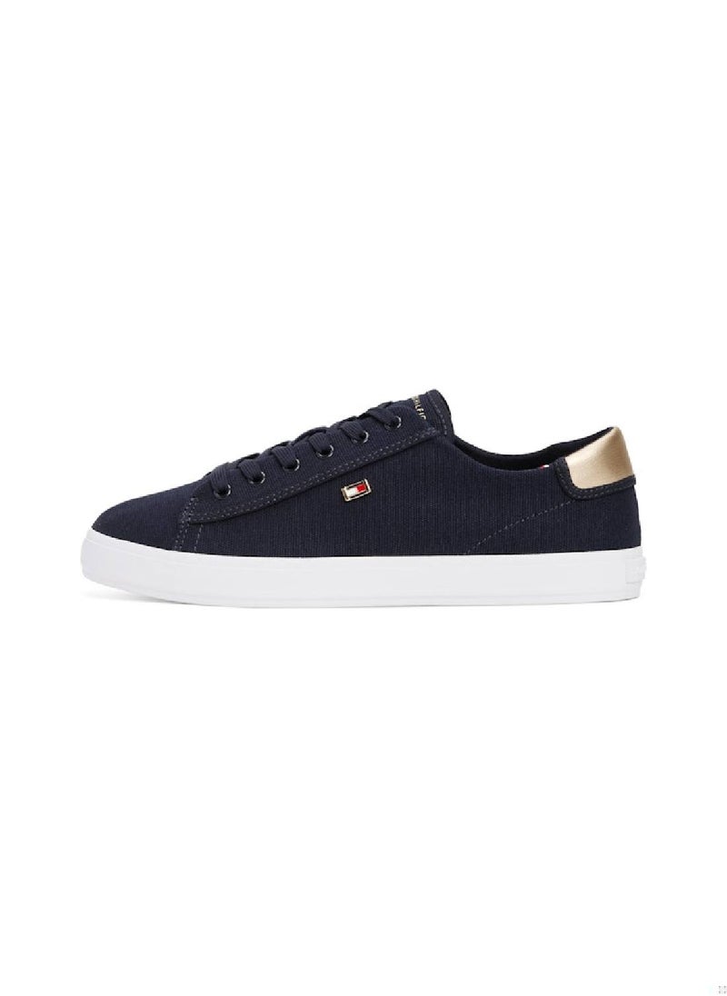 TOMMY HILFIGER Women's Canvas Metallic Heel Sneakers - Cotton, Blue  - Image 5