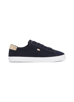 TOMMY HILFIGER Women's Canvas Metallic Heel Sneakers - Cotton, Blue  - Image 1