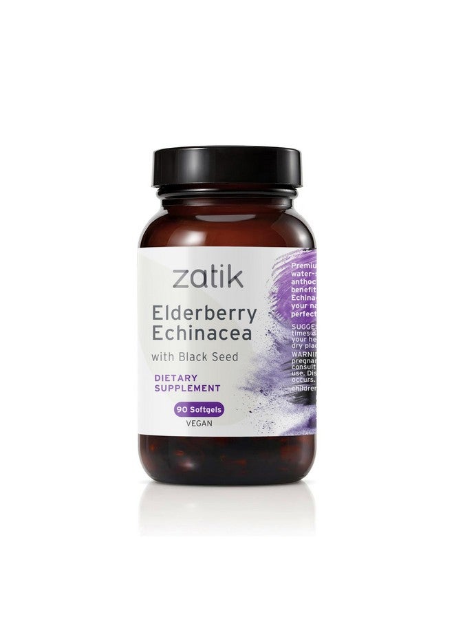 Zatik Naturals - Elderberry + Echinacea + Black Seed for Immune Support, 90 Vegan Softgels - Image 1