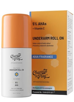 Chemist at Play Chemist at Play UnderArm Roll On with 5% AHA Lactic Acid 1% Mandelic Acid Prevents Body Odour Brightens Skin Exfoliates Underarm Suitable for Sensitive Skin  - Image 1