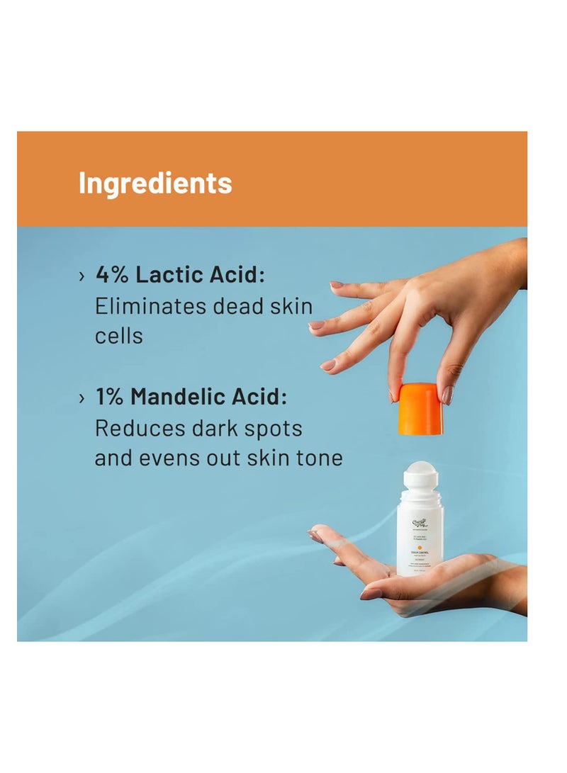 Chemist at Play UnderArm Roll On with 5% AHA Lactic Acid 1% Mandelic Acid Prevents Body Odour Brightens Skin Exfoliates Underarm Suitable for Sensitive Skin 40ML - Image 3