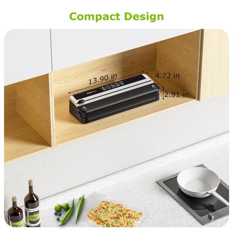 Bonsenkitchen Vacuum Sealer Machine, Built-in Cutter | Multifunctional Food Sealer for Sous Vide & Meal Prep, 5 Pre-Cut Bags, Silver-Black - Image 5