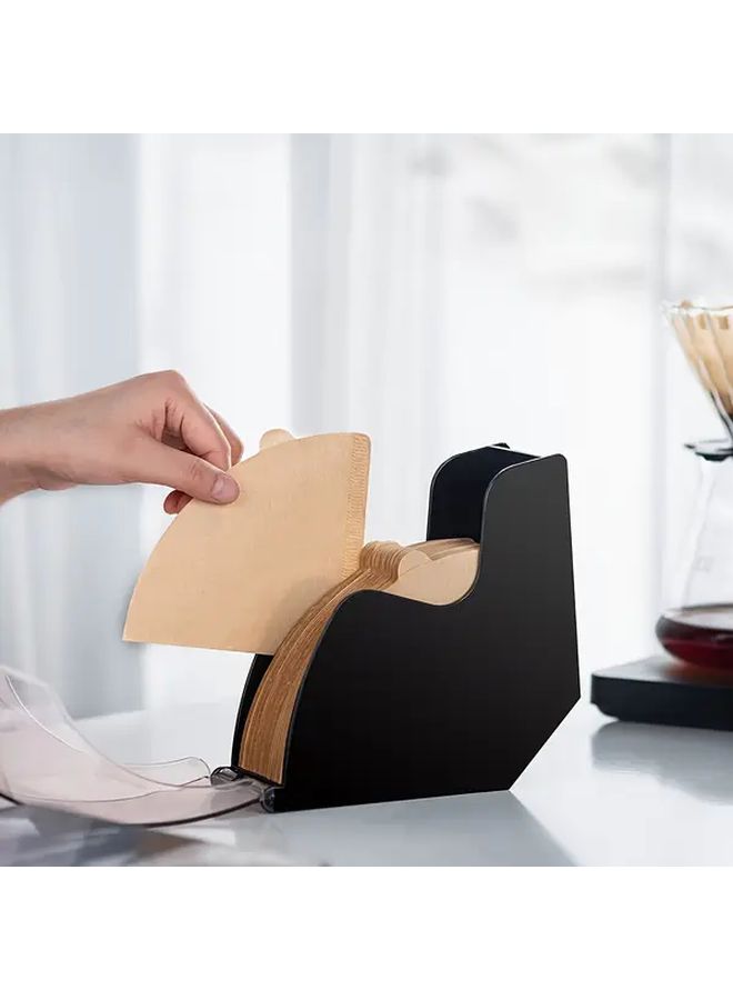 Black Coffee Filter Holder Storage Box with Dustproof Cover for Home Office Shop - Image 4