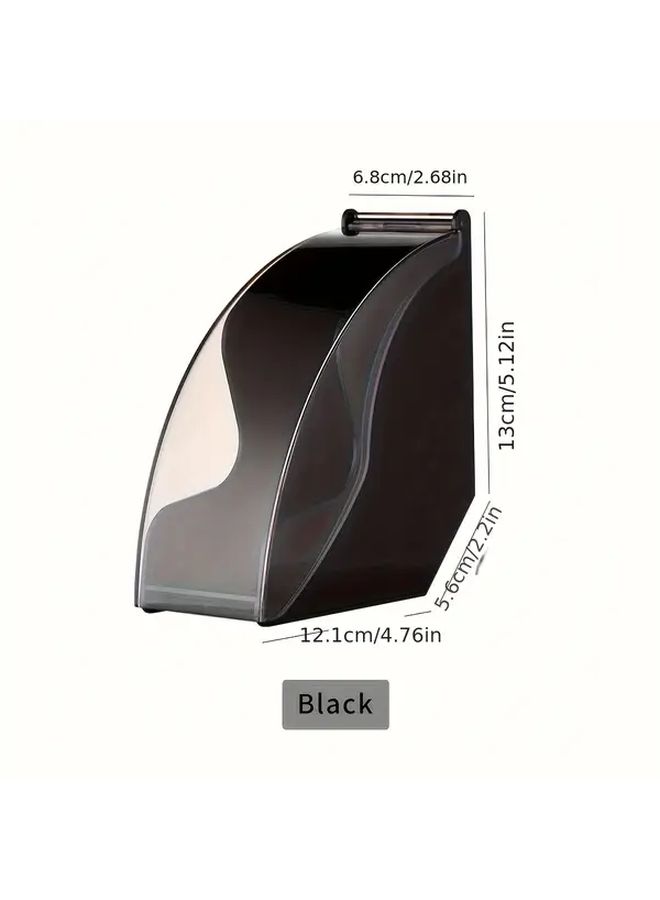 Black Coffee Filter Holder Storage Box with Dustproof Cover for Home Office Shop - Image 3