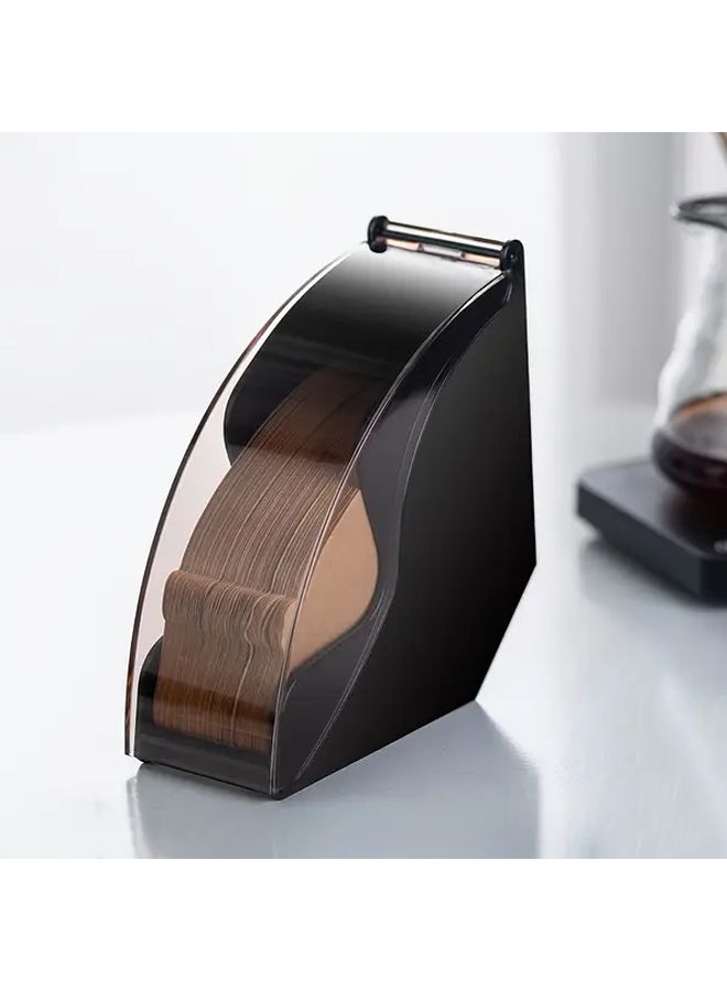Black Coffee Filter Holder Storage Box with Dustproof Cover for Home Office Shop - Image 1