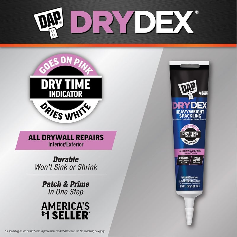 DAP DryDex Heavyweight Spackling 5.5 Oz with Dry Time Indicator - Pink/White - Image 2