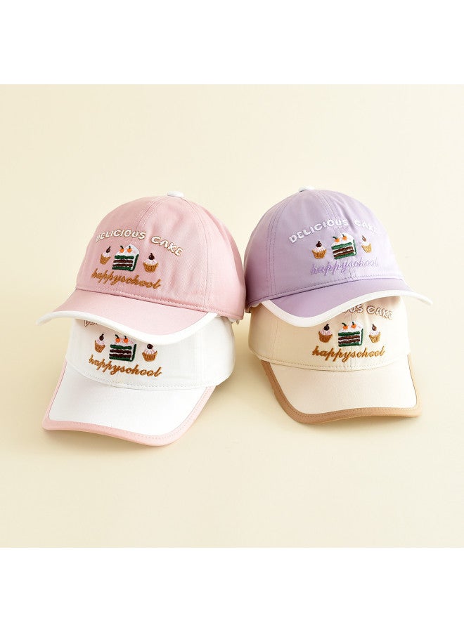 Bumblebee Kids Sun Hat Outdoor Baseball Cap With Brim Embroidered Solid Color Adjustable For Girls - Image 4