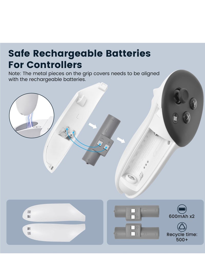 Charging Dock for Oculus/Meta Quest 3, Compact Charging Station for VR Headset Controllers with 2 Rechargeable Batteries, LED Display, Desk and Wall Mount Charger Display Stand - Image 4