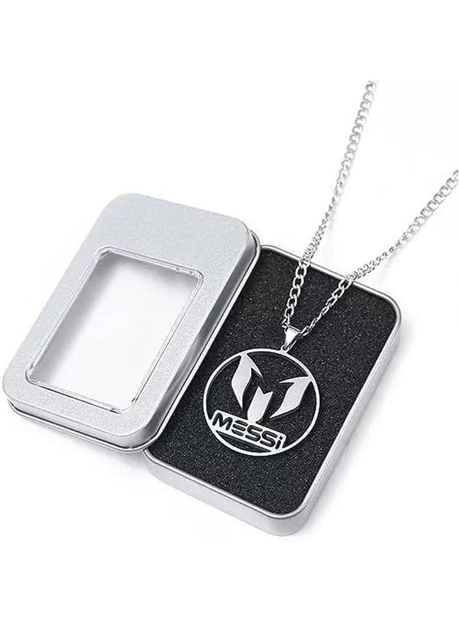 Soccer star Necklace, Messi Football Necklace, Football necklace for boys, Football chain, Metal gift box packaging, Suitable as a gift - Image 1