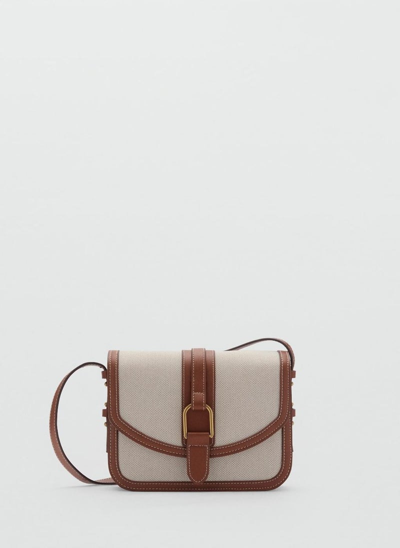 MANGO Contrasting Canvas Shoulder Bag  - Image 1