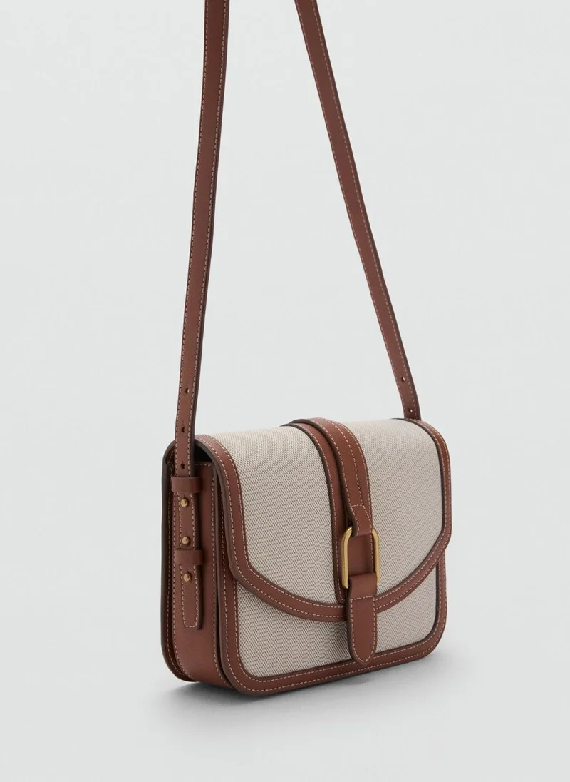 MANGO Contrasting Canvas Shoulder Bag