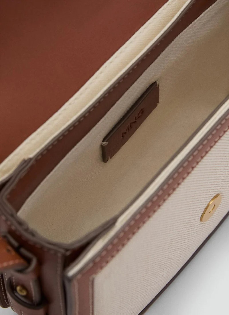 MANGO Contrasting Canvas Shoulder Bag