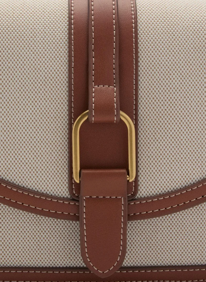 MANGO Contrasting Canvas Shoulder Bag