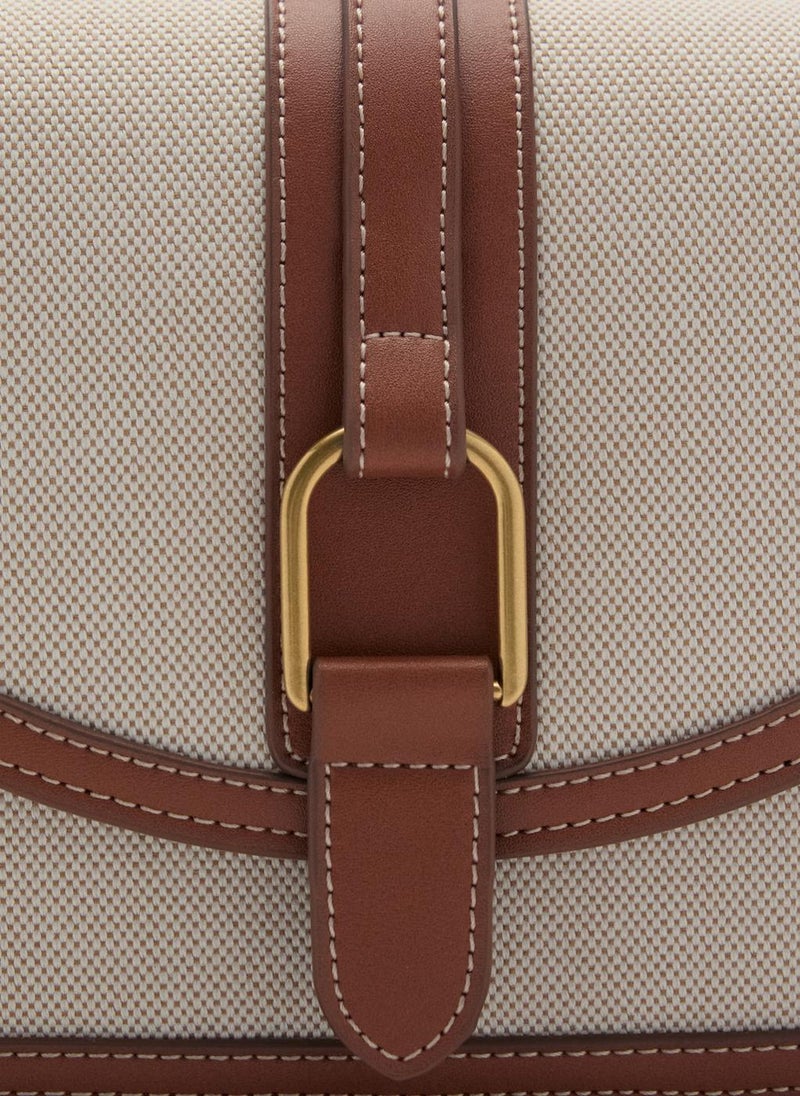 MANGO Contrasting Canvas Shoulder Bag  - Image 3