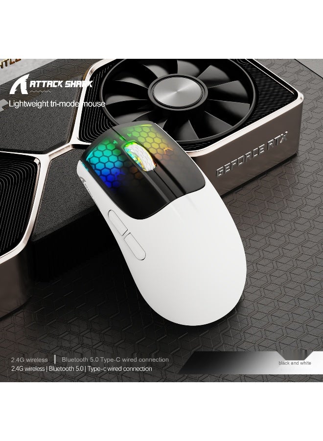 Attack Shark X5RGB Tri-mode Wireless Mouse – Lightweight Gaming Mouse with Bluetooth, Wireless, and Wired Modes
