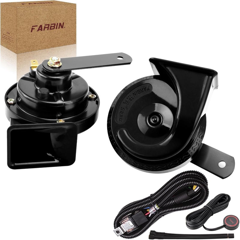 FARBIN بوق سيارة فاربين 12 فولت نغمة عالية/منخفضة مع مجموعة ريلاي - Image 1
