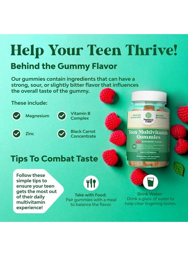 Natures Craft Teen Multivitamin Gummies 12-17 - Teen Boys & Girls Gummy Vitamins for Better Skin, Immune Strength, Mood & Energy Support - Teenage Girl & Boy Supplements with Zn, Mg, Vitamin A, C, D & E - 60 Ct - Image 3