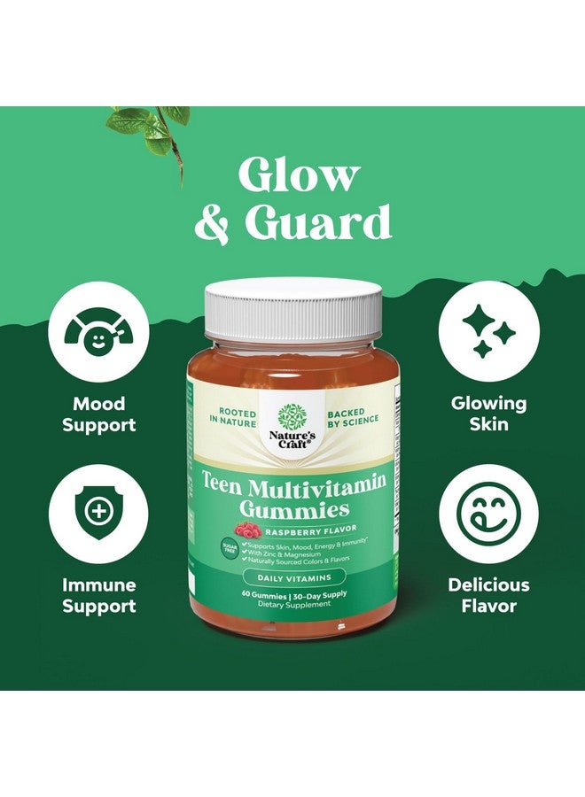 Natures Craft Teen Multivitamin Gummies 12-17 - Teen Boys & Girls Gummy Vitamins for Better Skin, Immune Strength, Mood & Energy Support - Teenage Girl & Boy Supplements with Zn, Mg, Vitamin A, C, D & E - 60 Ct - Image 4