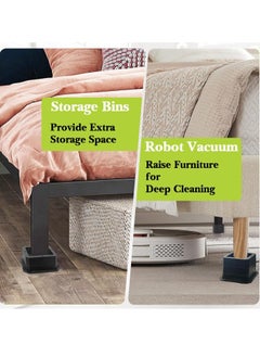 KASTWAVE 4 Pack Furniture Risers 1 Inch, Bed Risers, Heavy-Duty Support, Lift 1 inch for Couch, Sofa, Table, Chair, Bed Legs Dorm, Square Stackable Bed Raisers Blocks Lift Height 1"-2“, Black  - Image 4