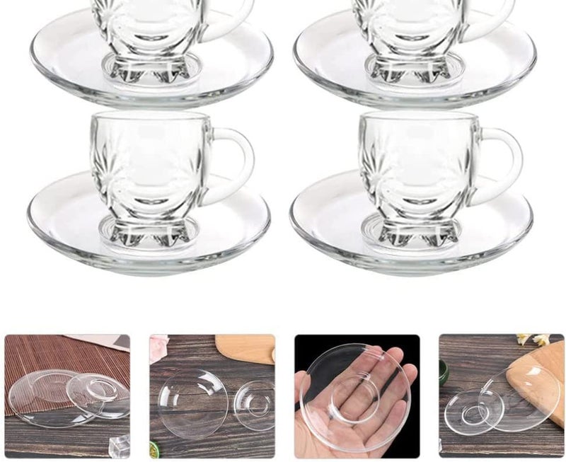 Mevanta Premium Glass Tea Cup and Saucer Set (6 Cups & 6 Saucers - 200 ML) Transparent Cups & Saucer Set For Coffee Herbal Green Tea, Lemon Tea, Espresso, Hot Chocolate,Cappuccino (MSC - 10, Set of 6) - Image 4