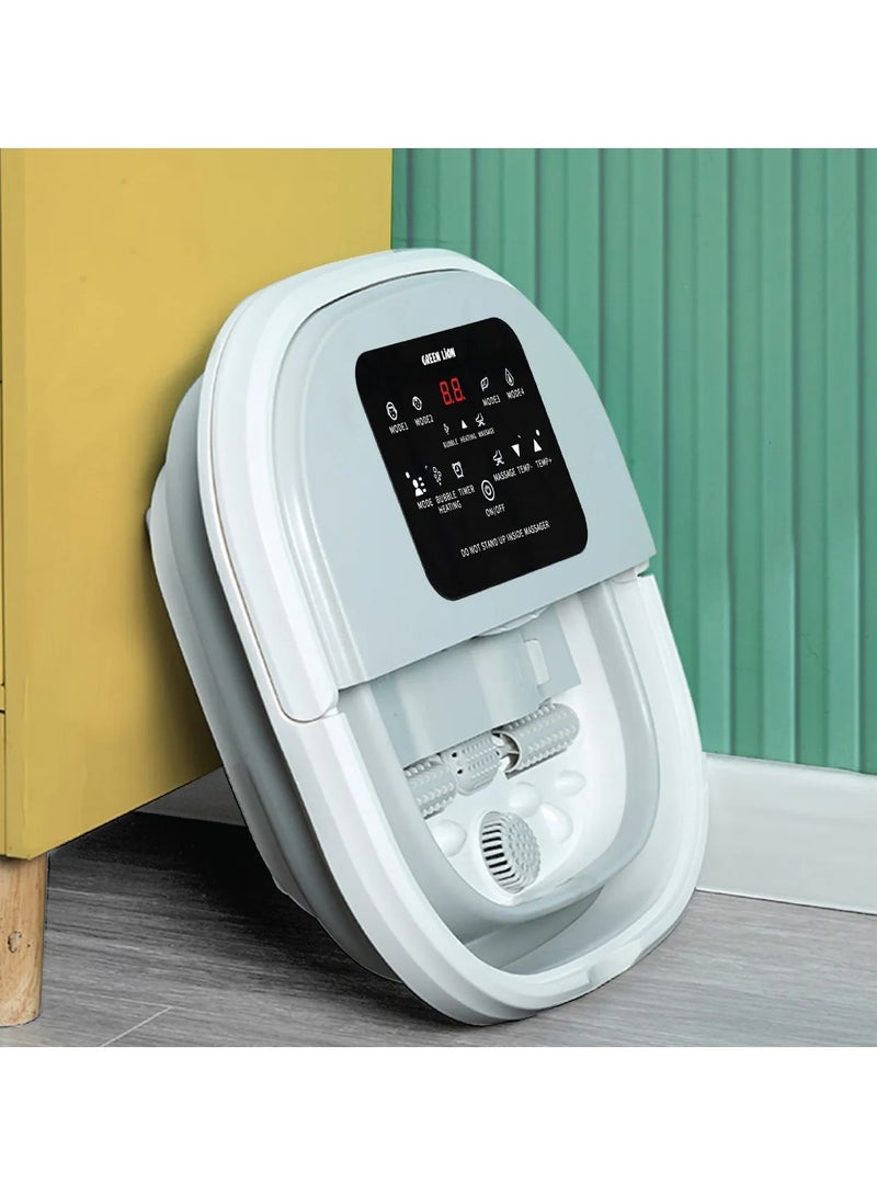 GREEN LION Foldable Foot Bath Massager with 8L Water Capacity / 4 Massage Modes / 420W Rated Power / Intelligent Timing / 8 Groups of Roller Massager / Digital Display / Bubble Surfing / Folding Storage - Grey  - Image 2