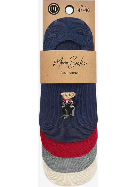 Mono Socks 4 Pack Teddy Bear Invisible Sneaker Socks  - Image 1