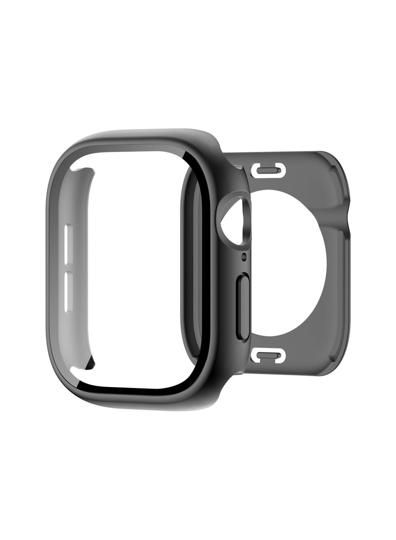 علبة مقاومة للماء مع واقي شاشة زجاجي مقسى لـ Apple Watch SE Series 6/5/4 44 مم ، 360 غطاء حماية تغطية كاملة لـ IWatch 44mm ، أسود - Image 1