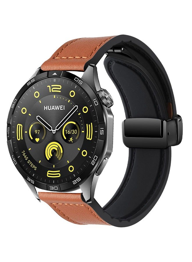 22mm Leather Watch Strap Compatible with GT4 46mm/GT3 46mm/GT3 Pro/Watch 3/GT2e/GT2 pro/GT2 42mm 46mm Replacement Strap Brown - Image 2