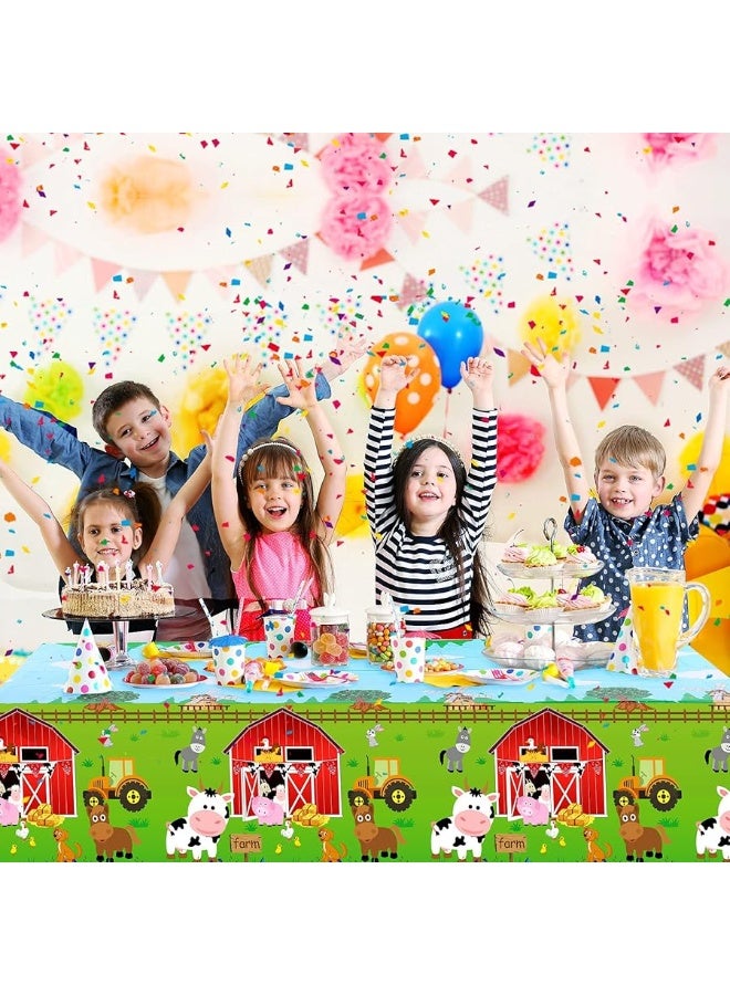 Kasyat Farm Animals Party Tablecloth Farmhouse Disposable Plastic Table Cover Barnyard Farm Animal Theme Party Decorations for Picnics Baby Shower Boys Girls Birthday Party Supplies, 108 x 54 Inch - Image 5