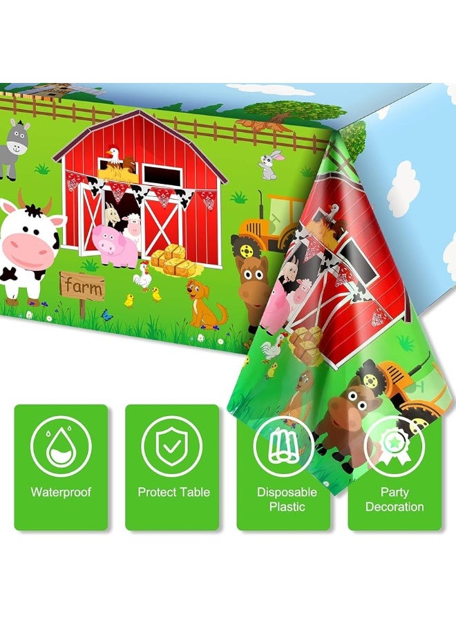 Kasyat Farm Animals Party Tablecloth Farmhouse Disposable Plastic Table Cover Barnyard Farm Animal Theme Party Decorations for Picnics Baby Shower Boys Girls Birthday Party Supplies, 108 x 54 Inch - Image 2