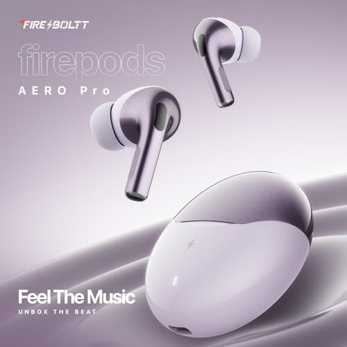 Fire-Boltt Aero TWS Earbuds Custom EQ, Wireless Bluetooth 5.4, Music & App Support, 50H Playtime, Fast Charging Case, 50ms Low Latency for Gaming, Touch Controls, IPX4 Waterproof, Clear Calls - Lilac - Image 2